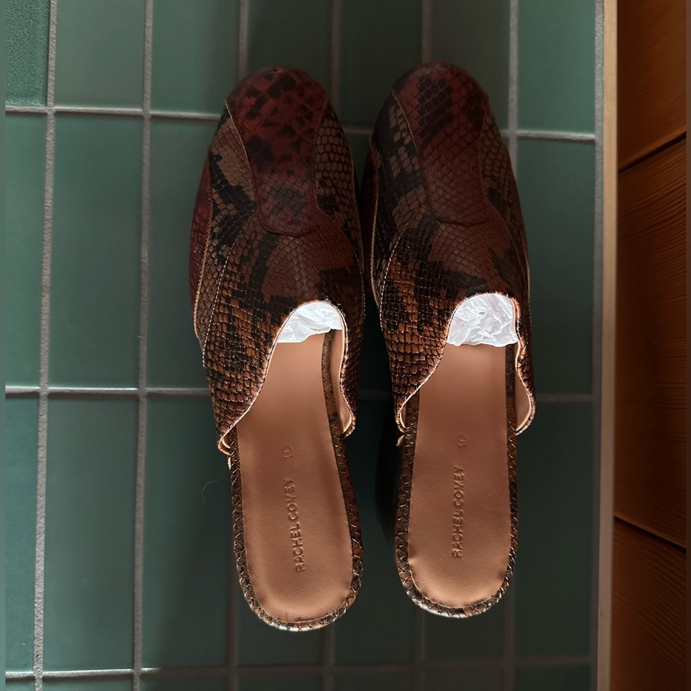 Leather Snake-Print Rachel Comey Clogs - Picture 3 of 6